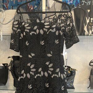 Lace Short Sleeve High Low Dress by Rickie Freeman for Teri Jon - Size 10